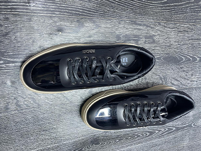 Black patent-leather style BOSS sneaker